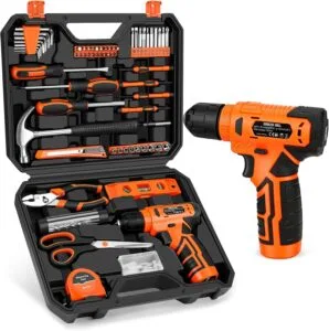 139-Piece Tool Set - Tool Kit with 8V Cordless Drill Driver in ToolBox Storage Case, General Household Drill Set for Home Repairs, Handyman, DIY Projects
