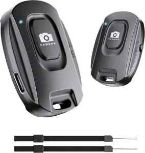 2 Pack Wireless Remote Shutter for iPhone Camera,Bluetooth Camera Phone Remote Control for Photos & Videos,Portable Rechargeable Photo Clicker Compatible with iPhone & Android Smartphones