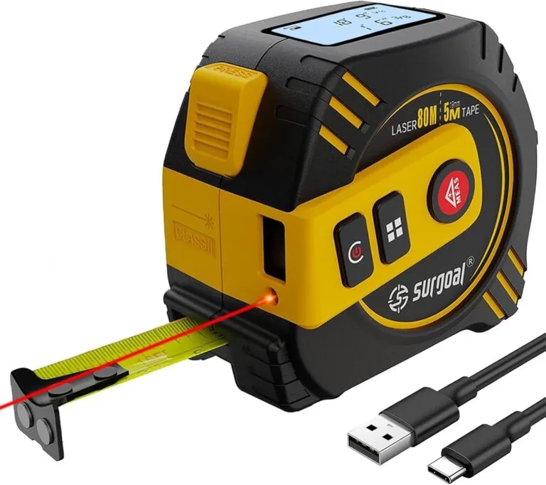 2-in-1 Laser Tape Measure 262ft – Digital Measuring Tape with LCD Display, Rechargeable Smart Tape Measure with Distance, Area & Volume Measurement, USB Charging – Construction & DIY Use