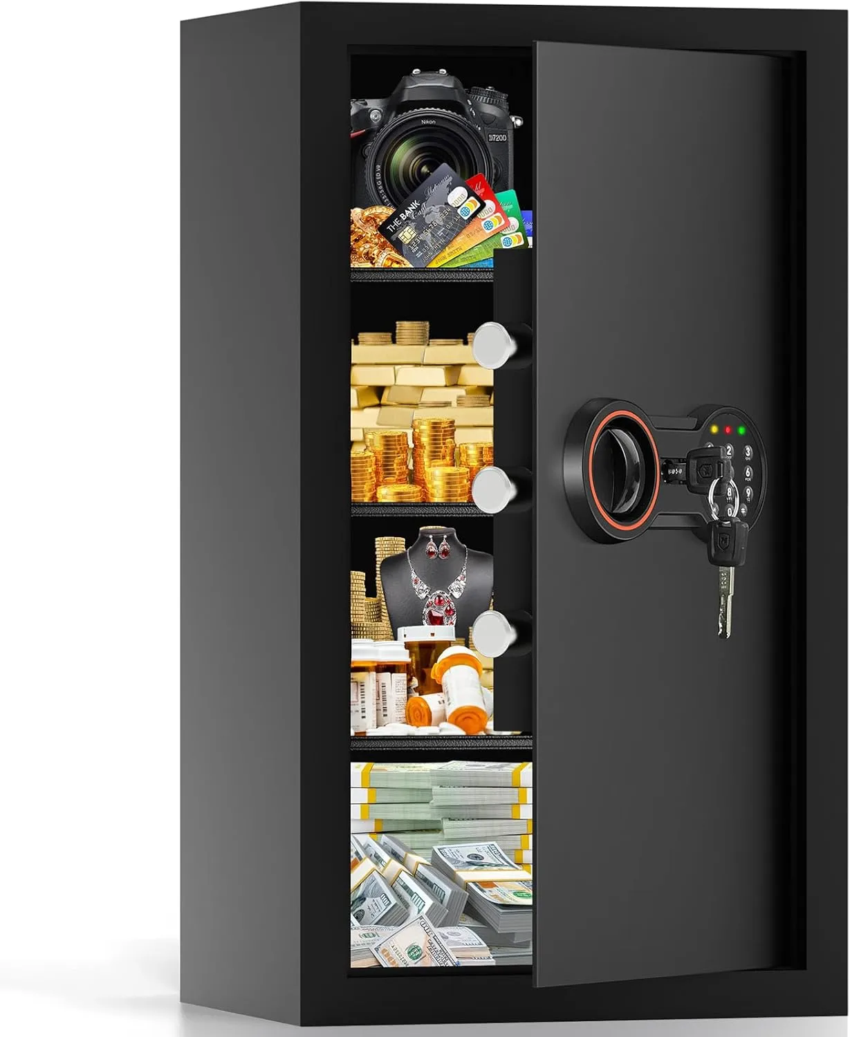 [27.6″ Tall] Extra Large Safe Box for Home Use, Digital Home Safes with Programmable Keypad, Spare Keys and Alarm System, Anti-theft Security Safes for Documents Money Valuables