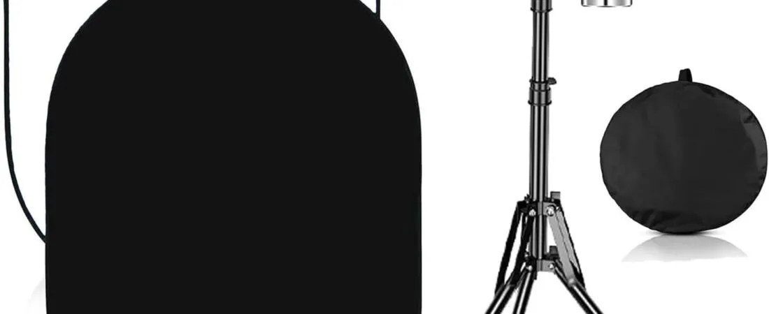 3.3x5ft/1×1.5m Chromakey Black White Backdrop with 6.23ft Stand, 2-in-1 Black Screen White Screen Collapsible Reversible Pop-Up Background Panel for Photography, Live Streaming, Video Shooting