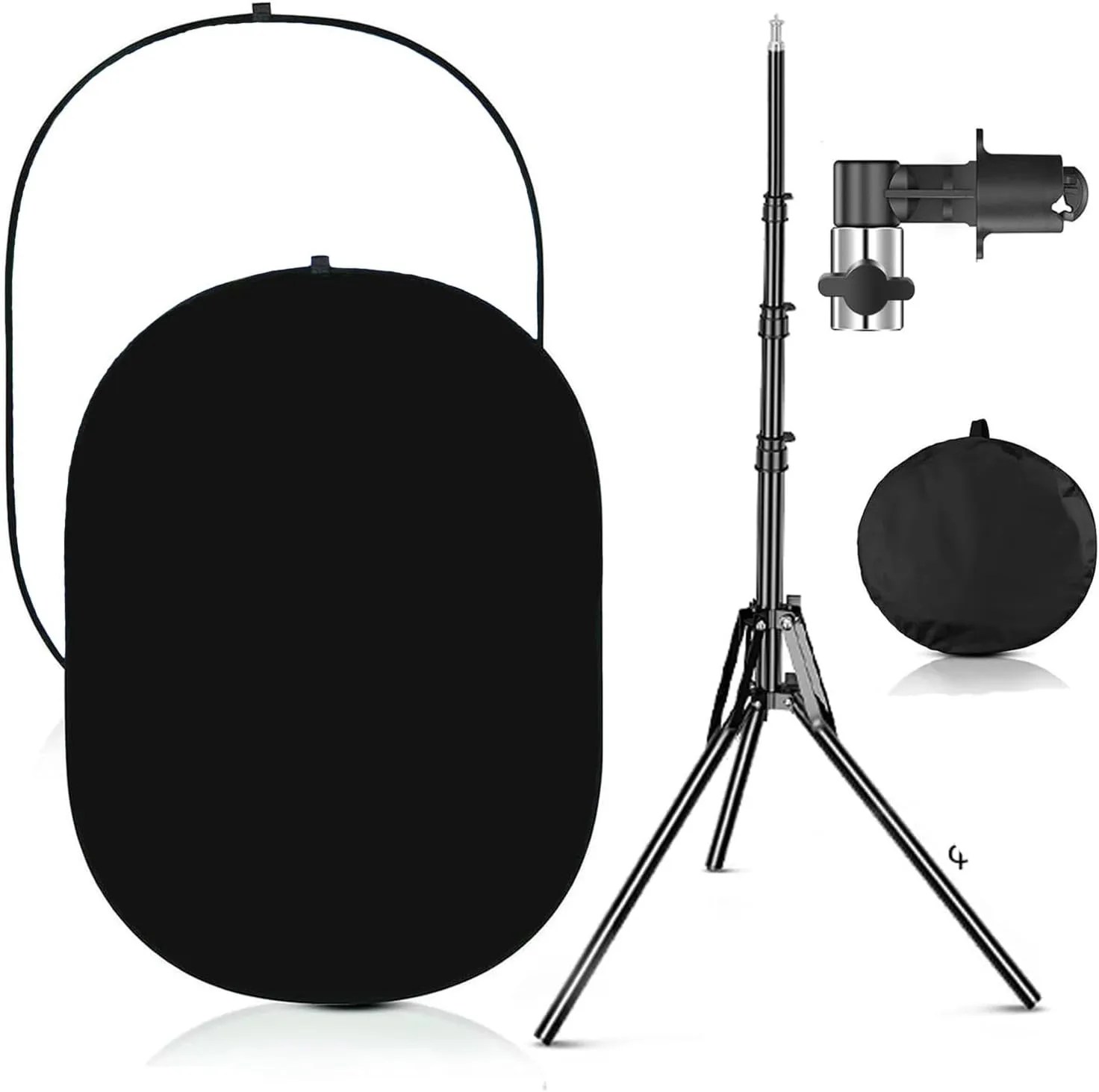 3.3x5ft/1×1.5m Chromakey Black White Backdrop with 6.23ft Stand, 2-in-1 Black Screen White Screen Collapsible Reversible Pop-Up Background Panel for Photography, Live Streaming, Video Shooting