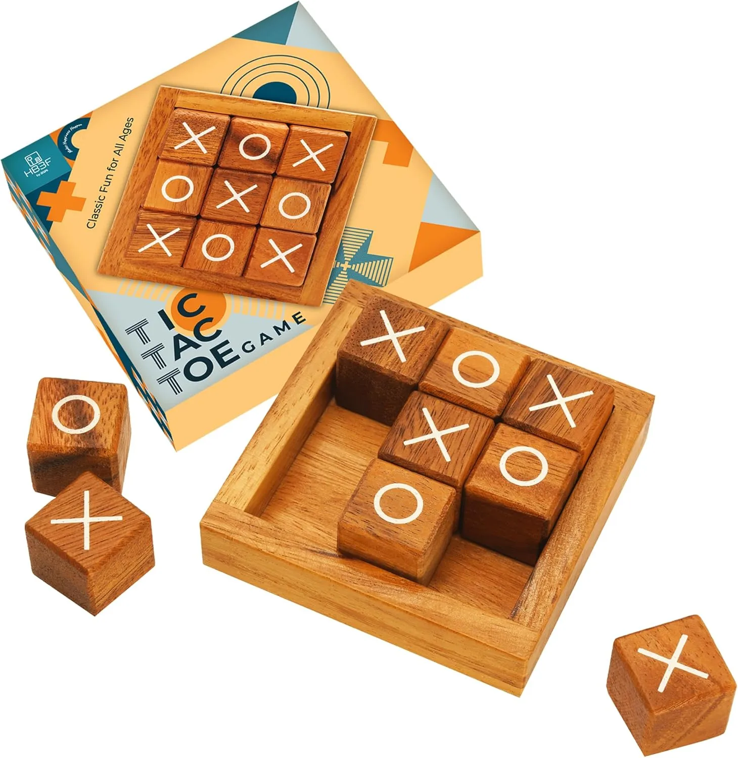 BSIRI Wooden Tic Tac Toe Coffee Table Decor Game Living Room Home Office Decorative Small Desk Bar Top Classic XO Tictactoe Toy Board Travel Size Wood Mini Gifts for Family Games and Gifts for Adults