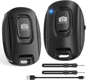 Bluetooth Camera Remote Shutter for iPhone and Android Smartphones, Rechargeable Wireless Phone Remote Control,Selfie Button for Photos and Videos, Charging Cable Included (2 Pack)