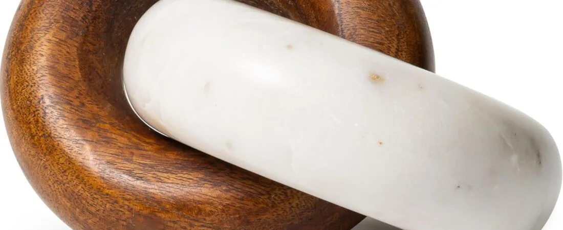 Cork & Mill Marble and Wood Knot Decor – Decorative Object for Shelves, Bookcase, Console, Mantel or Side Table – Entryway Decor Item – Coffee Table Centerpiece for Living Room – Handcrafted Accent