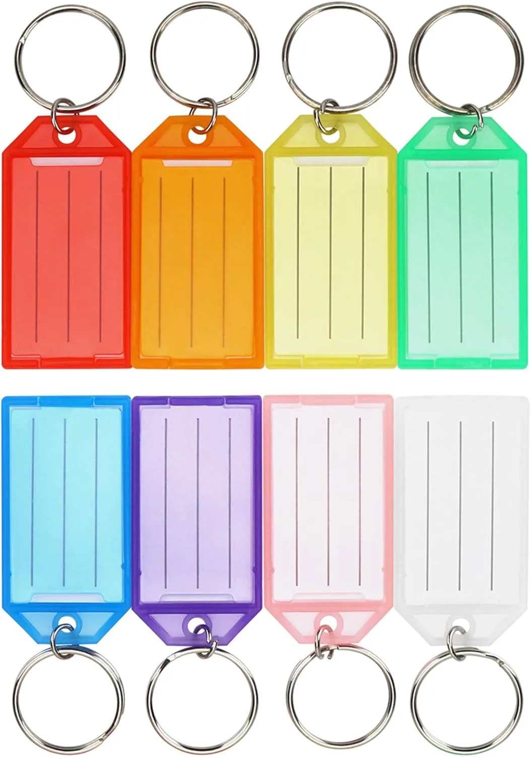 Cuttte 16 Pack Plastic Key Tags, Key Labels with Ring and Label Window, 8 Colors