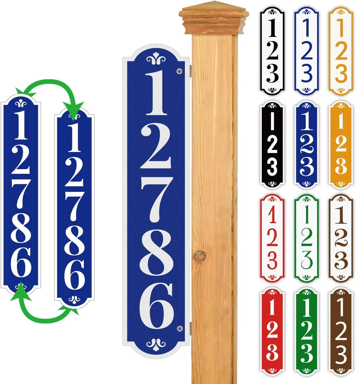 Double Sided House Address Sign, Mailbox Post Sign, Custom Reflective 911 Address Sign, House Numbers, Mailbox Numbers, Street Sign, Heavy Duty Rust Free Aluminum (C01) Double Sided House Address Sign, Mailbox Post Sign, Custom Reflective 911 Address Sign, House Numbers, Mailbox Numbers, Street Sign, Heavy Duty Rust Free Aluminum (C01)