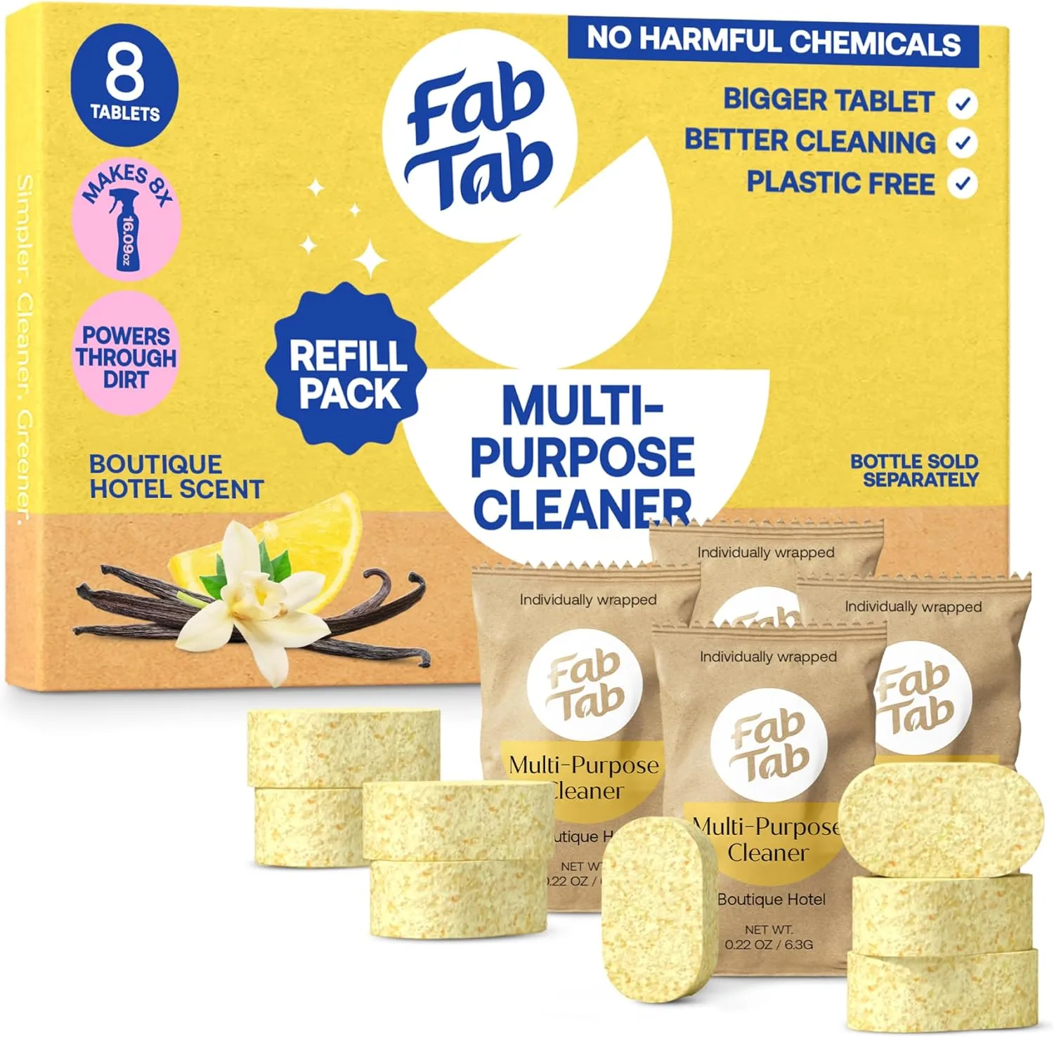 Fab Tab Fabtab Sustainable Multi-surface Cleaner Refill Cleaning Tablets For All Surfaces, Plant-based, No Harsh Chemicals, Citrus Scent (bottle Not Included) Fab Tab Fabtab Sustainable Multi-surface Cleaner Refill Cleaning Tablets For All Surfaces, Plant-based, No Harsh Chemicals, Citrus Scent (bottle Not Included)