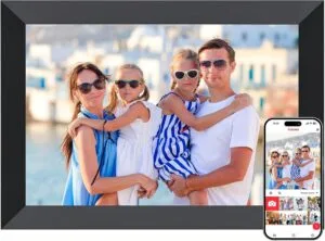 Frameo Digital Picture Frame, 10.1 Inch Smart WiFi Digital Photo Frame Electronic with 1280x800 HD IPS Touch Screen, Auto-Rotate, Wall Mountable, Share Photos/Videos Instantly via Frameo App