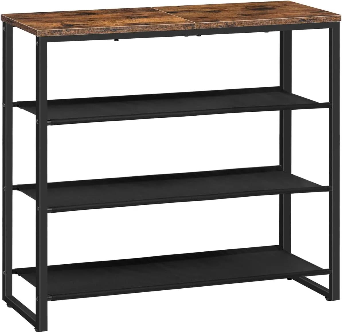 HOOBRO Shoe Rack, 4 Tier Shoe Storage Organizer with 3 Oxford Fabric Shelves and Top Panel, Holds 12-16 Pairs of Shoes for Entryway and Closet, Industrial, Rustic Brown BF47XJ01G1 HOOBRO Shoe Rack, 4 Tier Shoe Storage Organizer with 3 Oxford Fabric Shelves and Top Panel, Holds 12-16 Pairs of Shoes for Entryway and Closet, Industrial, Rustic Brown BF47XJ01G1