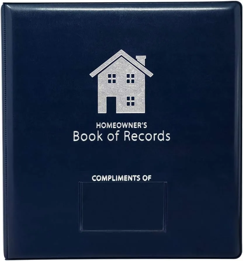 Homeowner’s Book of Records Binder, Organize Household Receipts and Home Repair Record Keeping (Navy)
