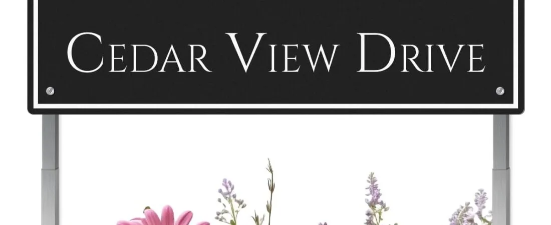 House Address Sign Arch Metal Address Plaque for Outside Custom Street Name Address Sign House Number, with 20 inch Lawn Stake, Reflective Option, Multiple Color (001)