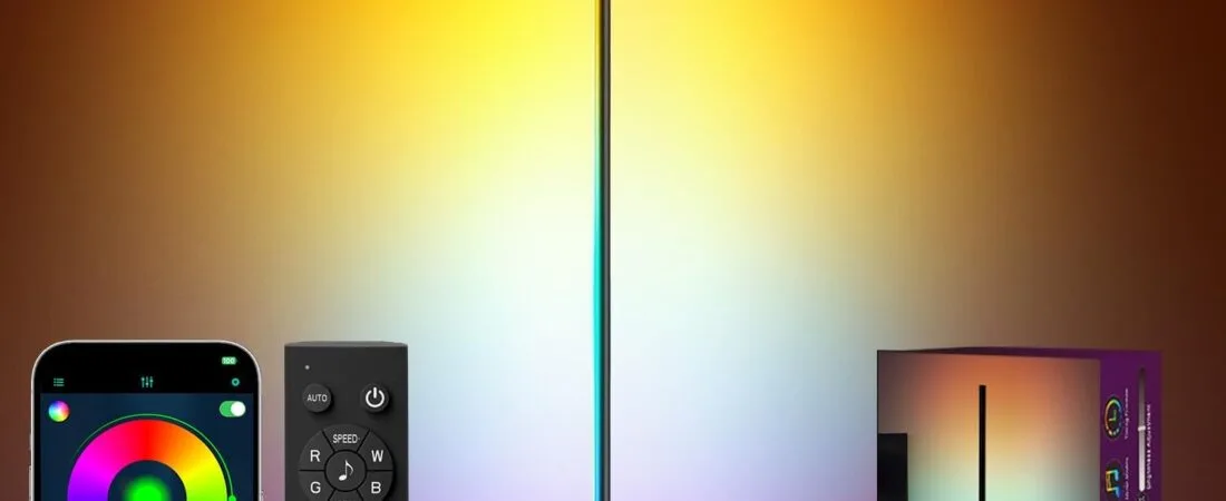 Keepsmile Smart RGB LED Corner Floor Lamp,172 LEDs Bright Standing Lamps for Living Room with APP and Remote,Modern Floor Lamp with Music Sync and 16 Million Colors, Ambient Lighting for Bedroom