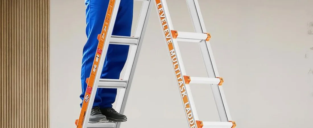LEVELEVE 22FT Extension Ladder,A Frame 6 Step Ladder with Stabilizer Bar & Wheels,330 lbs Security Load Multi Position Ladder for Stairs Home Indoor Outdoor Roof
