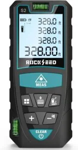 Laser Measure,RockSeed Digital Laser Distance Meter with 2 Bubble Levels,Portable M/in/Ft Unit Switching Backlit LCD and Measuring Distance/Area/Volume/Pythagorean (Red Laser 328FT)
