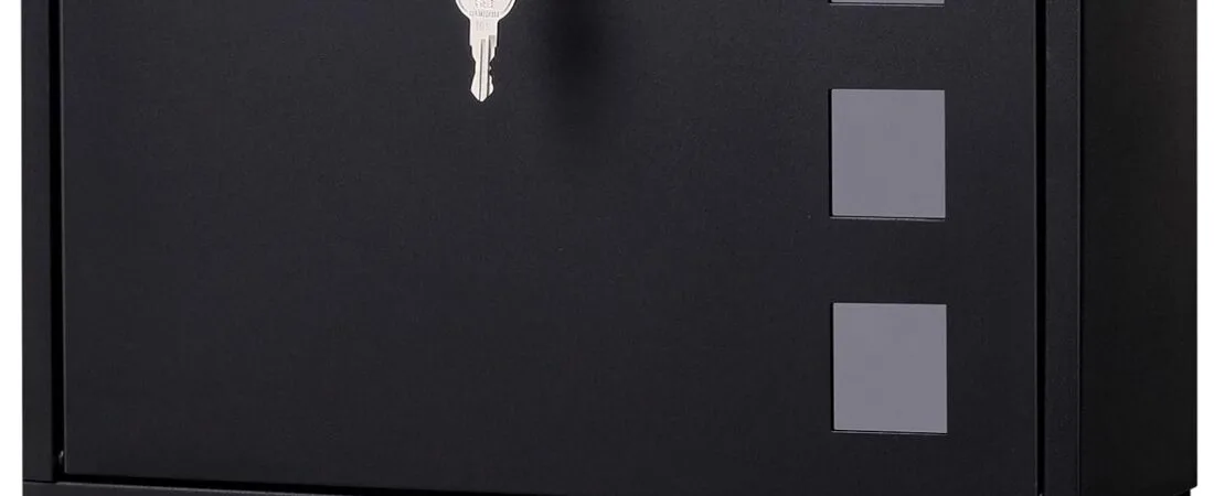 Locking Mailbox Wall Mount for Outside– Jssmst Mailboxes with Key Lock for Front Door Fence, Large Capacity Letter Box, 14.3 x 4.1 x 11.8 Inch, Black, SM-HPB911BN