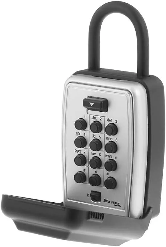 Master Lock Black Outdoor Key Lock Box with Push Buttons to Hide a Key, Easily Set, Share, and Change Combination for Tenants, Guests, Clients, Move Between Listings, 5422E Master Lock Black Outdoor Key Lock Box with Push Buttons to Hide a Key, Easily Set, Share, and Change Combination for Tenants, Guests, Clients, Move Between Listings, 5422E