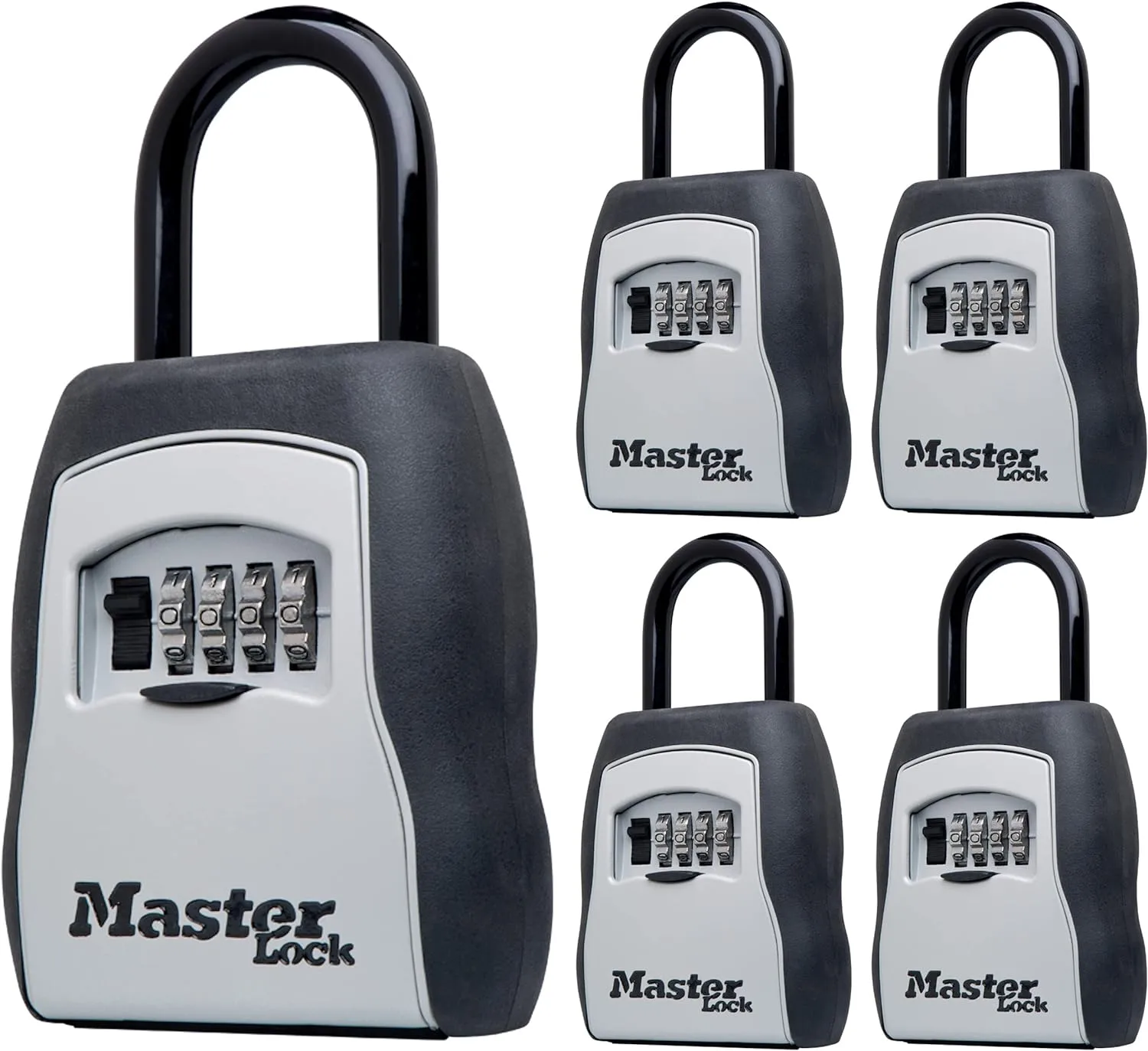 Master Lock Key Lock Box with Code, Outdoor Lock Box for Realtors, Property Managers and Landlords, Ideal for Short-Term Rentals, Key Safe Holds 5 Keys, 5 Pack, 5400EC5