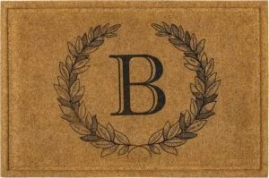 Mohawk Home Entryway Door Mat Laurel Monogram Letter B 2' x 3' Faux Coir Doormat All Weather Outdoor Non Slip Recycled Rubber