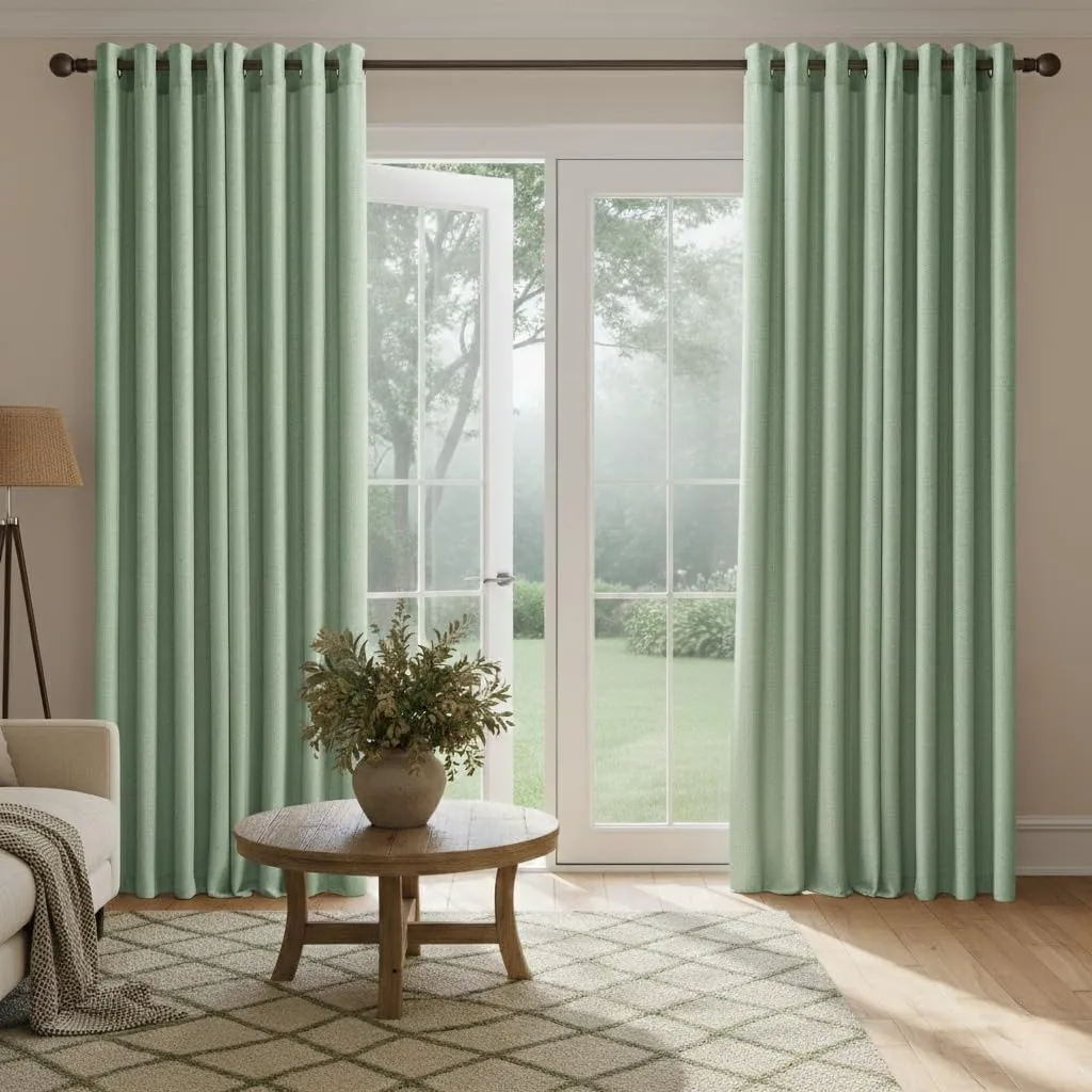 NICETOWN Sage Green Linen Curtains 84 Inches Long 2 Panels for Bedroom Living Room, Privacy Linen Textured Window Drapes Semi Sheer Light Filtering Grommet Burlap Look Curtains, 52″ W x 84″ L NICETOWN Sage Green Linen Curtains 84 Inches Long 2 Panels for Bedroom Living Room, Privacy Linen Textured Window Drapes Semi Sheer Light Filtering Grommet Burlap Look Curtains, 52″ W x 84″ L