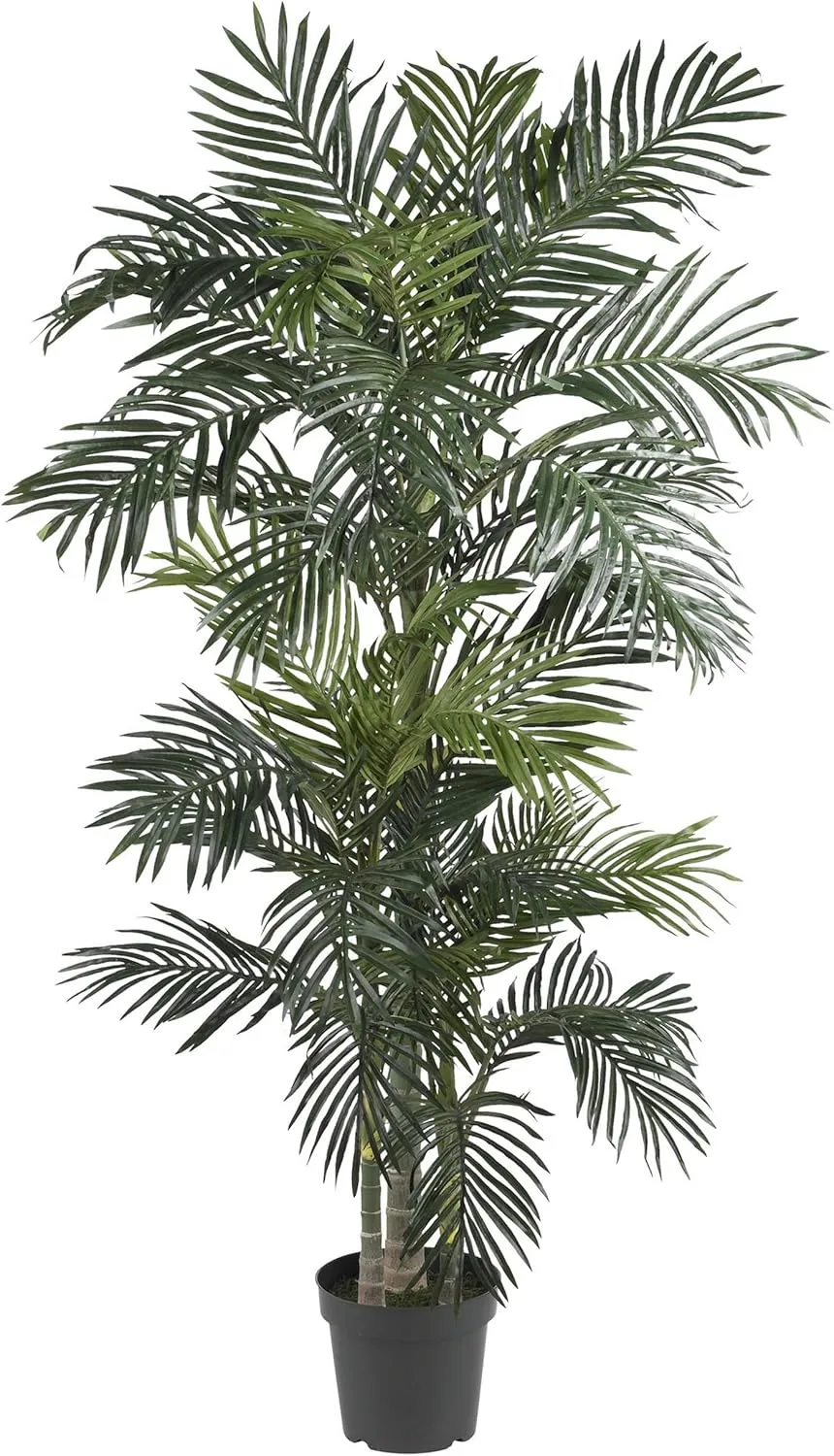 Nearly Natural 6.5ft Artificial Golden Cane Palm Tree, Lifelike Silk Indoor Palm With Three Textured Trunks Flexible Fronds Nursery Planter, Low Maintenance Nearly Natural 6.5ft Artificial Golden Cane Palm Tree, Lifelike Silk Indoor Palm With Three Textured Trunks Flexible Fronds Nursery Planter, Low Maintenance