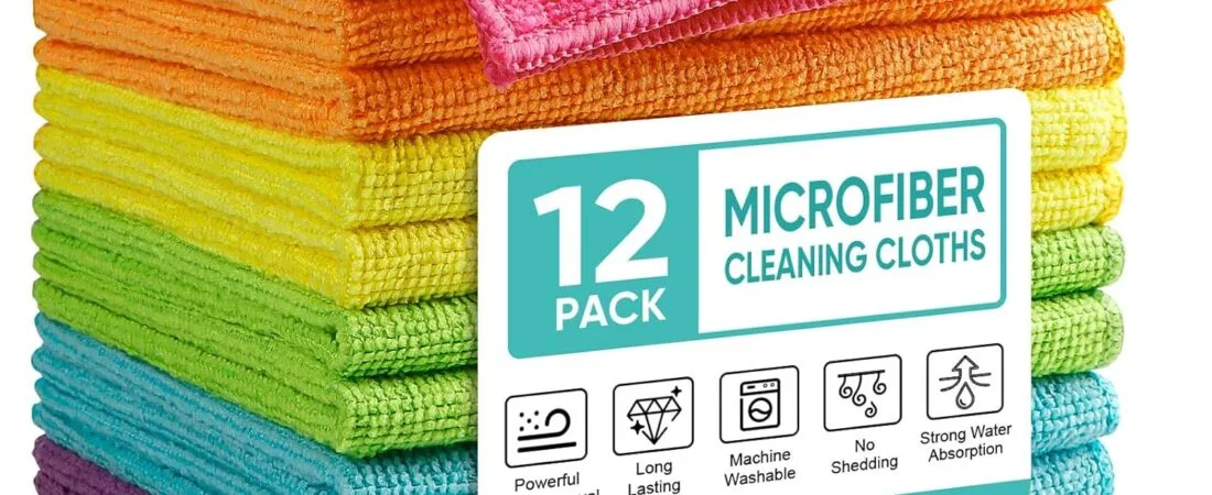 Orighty Microfiber Cleaning Cloth Pack of 12, Microfiber Towels for Cars, Highly Absorbent Car Cleaning Supplies, Lint Free Cloths Clean Rags for Car Care, House, Kitchen, 12×12 inch