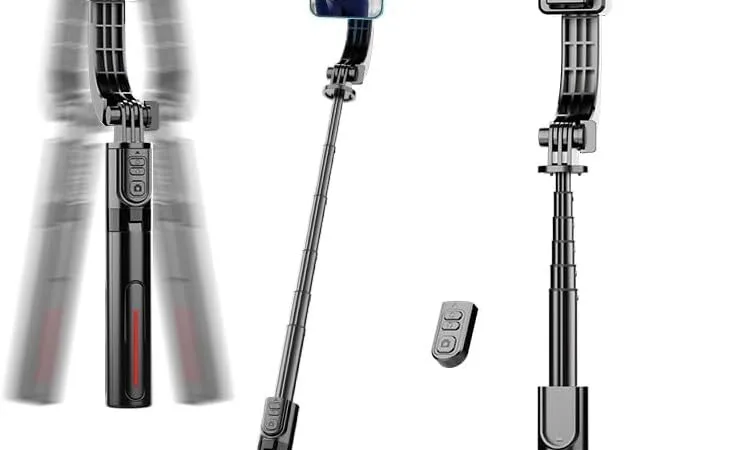 Phone Gimbal Stabilizer for Phone,Selfie Stick & Tripod with Remote Control | One-Touch Horizontal/Vertical Switch & 360° Rotation | Portable Design | Ideal for TikTok, YouTube, Vlog, Live Streaming
