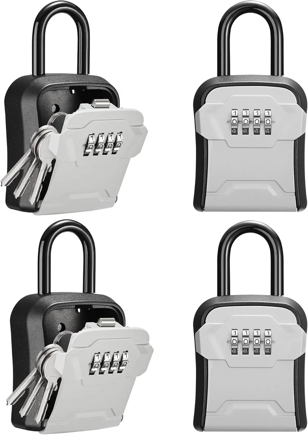 Puroma Lock Box, Key Lock Box Wall Mount & Portable Combination Lockbox with Resettable Code, Security Lockbox for Outside House Keys, Apartment Realtors Spare Keys Storage (4 Pack, Gray) Puroma Lock Box, Key Lock Box Wall Mount & Portable Combination Lockbox with Resettable Code, Security Lockbox for Outside House Keys, Apartment Realtors Spare Keys Storage (4 Pack, Gray)