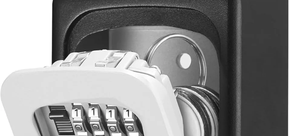 Puroma Lock Box, Large Key Lock Box Resettable Combination Code Lockbox, Portable Wall Mount Lockbox Security Safe Box for Outside Outdoor Home Office Door Handle House Key, Gray (1 Pack)