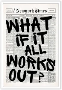 Retro Black And White Newspaper Poster What If It All Works Out Canvas Wall Art Positive Affirming Quote Minimalist Prints Painting For Home Bedroom Dorm Wall Decor 12x16in Unframed