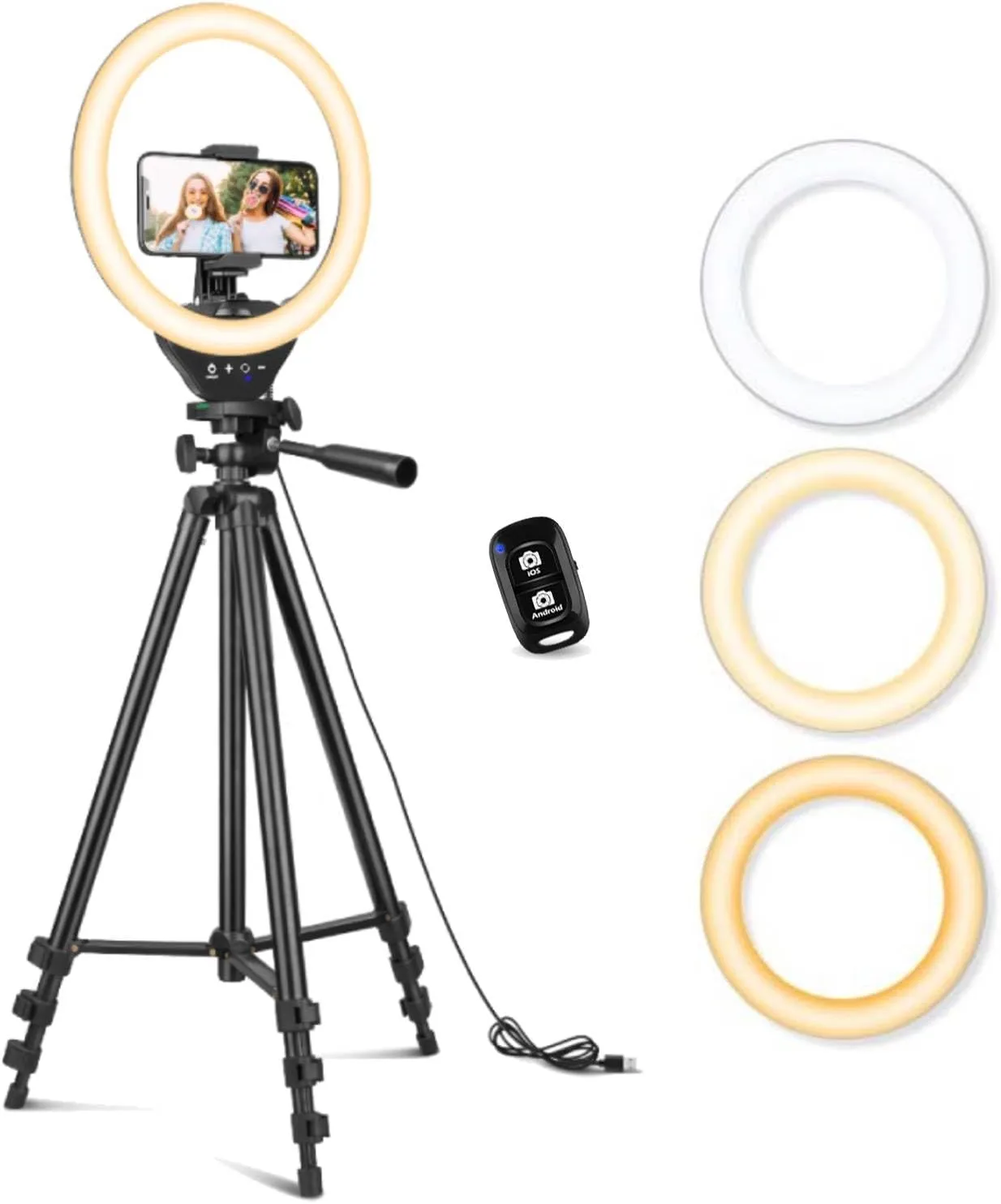 Sensyne 10” Ring Light with 50” Extendable Tripod Stand, LED Circle Lights with Phone Holder for Live Stream/Makeup/YouTube Video/TikTok, Compatible with All Phones Sensyne 10” Ring Light with 50” Extendable Tripod Stand, LED Circle Lights with Phone Holder for Live Stream/Makeup/YouTube Video/TikTok, Compatible with All Phones