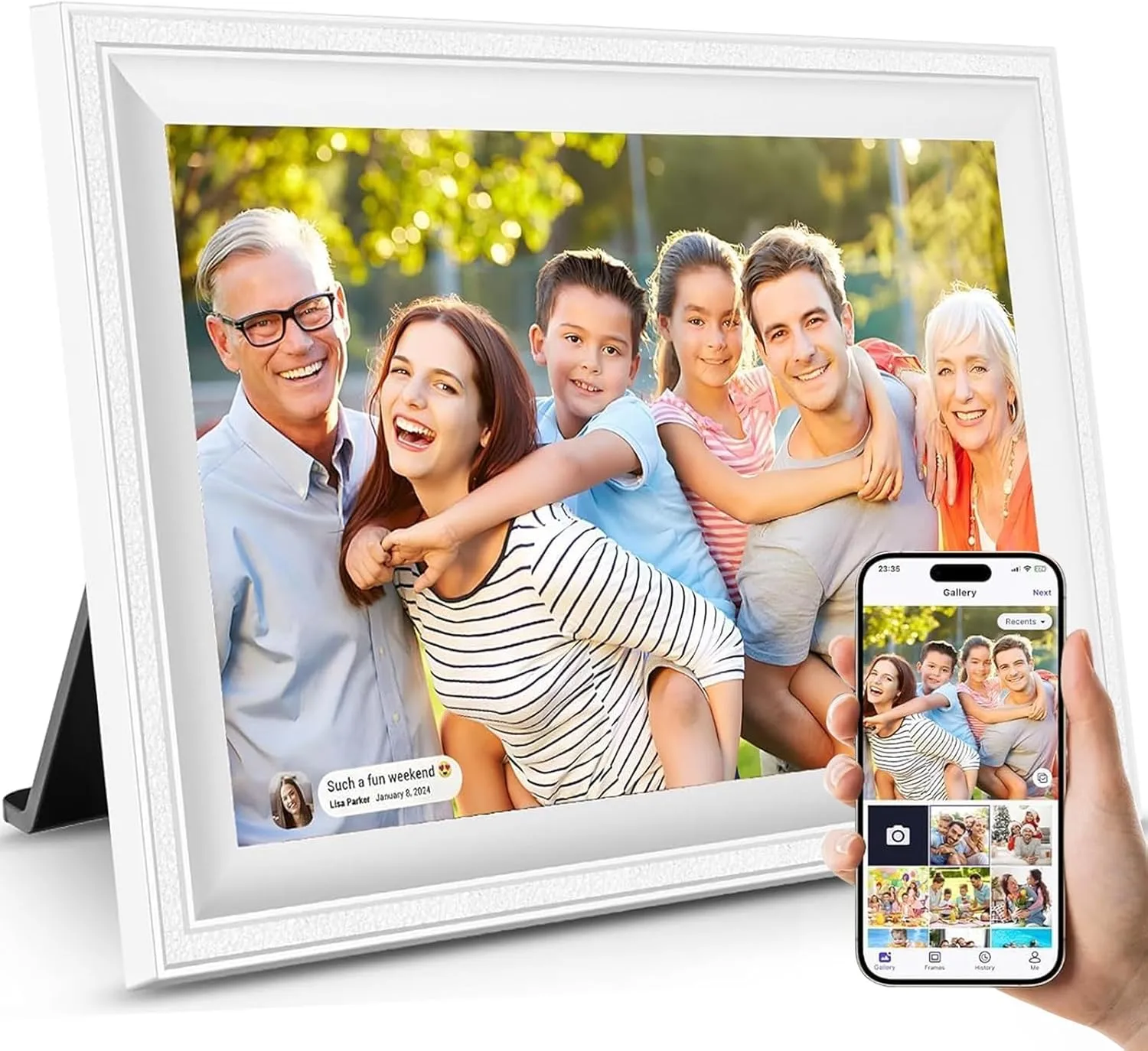 Smart White Digital Picture Frame WiFi Send Photos from Your Phone 16GB Storage 10.1inch 1280×800 IPS Touch Screen Digital Photo Frame Auto-Rotate Wall Mountable Photo Picture Frame Digital Smart White Digital Picture Frame WiFi Send Photos from Your Phone 16GB Storage 10.1inch 1280×800 IPS Touch Screen Digital Photo Frame Auto-Rotate Wall Mountable Photo Picture Frame Digital