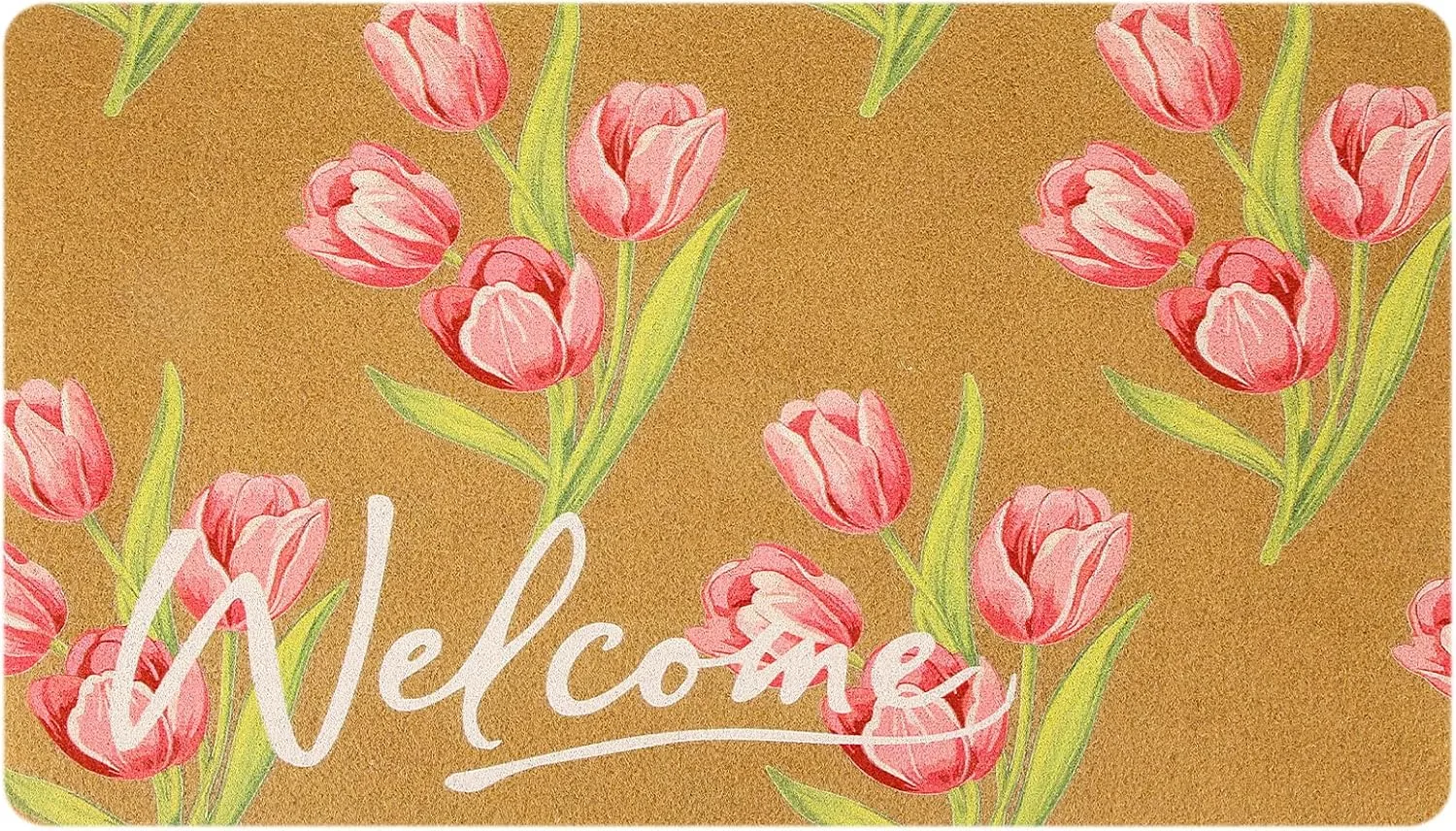Spring Coir Doormat Outdoor, 17”x 29.5” Tulip Floral Welcome Mat, Spring Flower Front Door Rug with Non-Slip Rubber Backing for Indoor Outdoor Entrance Porch Home Bathroom Decor Spring Coir Doormat Outdoor, 17”x 29.5” Tulip Floral Welcome Mat, Spring Flower Front Door Rug with Non-Slip Rubber Backing for Indoor Outdoor Entrance Porch Home Bathroom Decor