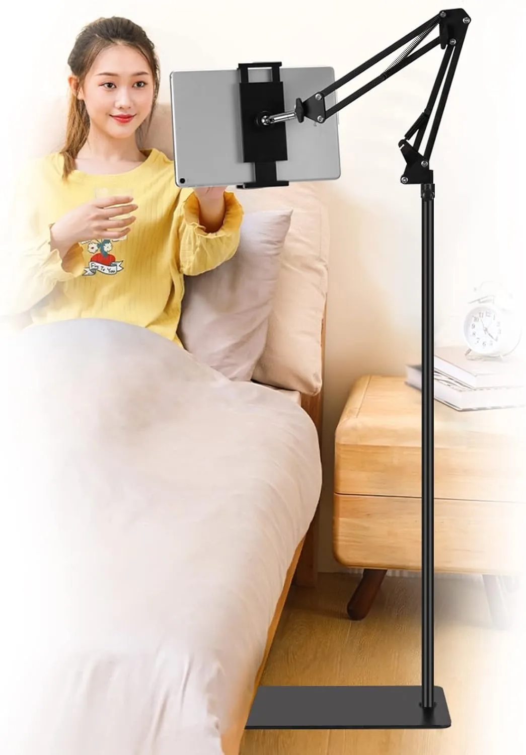 Tablet Floor Stand, Adjustable Universal 360-degree Rotatable Metal Tablet Holder, Phone Stand for iPad/iPhoneX/iPad Pro or Other 4.7~12.9 Inch-Screen Devices (Black) Tablet Floor Stand, Adjustable Universal 360-degree Rotatable Metal Tablet Holder, Phone Stand for iPad/iPhoneX/iPad Pro or Other 4.7~12.9 Inch-Screen Devices (Black)