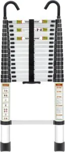 Telescopic Ladder, 20.34FT Aluminum Telescoping Ladder with Stable Hook and Non-Slip Feet, RIKADE Portable Extension Ladder for Household and Outdoor Working, 330lb Capacity