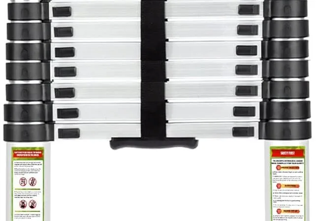 Telescopic Ladder, 20.34FT Aluminum Telescoping Ladder with Stable Hook and Non-Slip Feet, RIKADE Portable Extension Ladder for Household and Outdoor Working, 330lb Capacity