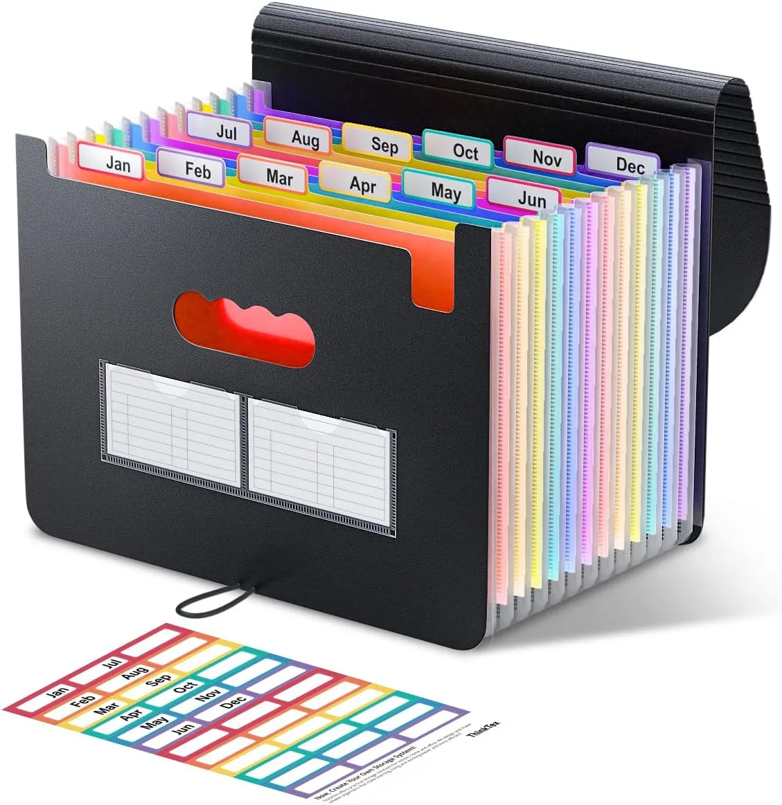 ThinkTex Accordion File Organizer, 12 – Pocket Expanding File Folders for Paper Receipts, Bills & Taxes Organizer, Letter/A4 Size Document Holder for School, Office, Home with Colorful tabs- Black ThinkTex Accordion File Organizer, 12 – Pocket Expanding File Folders for Paper Receipts, Bills & Taxes Organizer, Letter/A4 Size Document Holder for School, Office, Home with Colorful tabs- Black