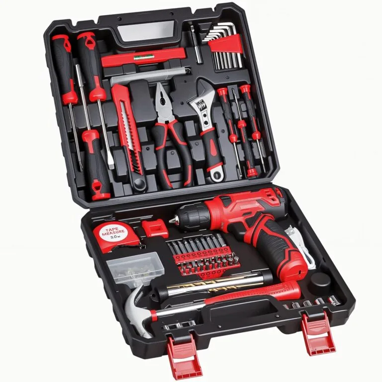 Tool Set - 8V Cordless Drill Set, 132 Piece Home Tool Set With Hand Drill, Tool Kit for Women & Men, Perfect for Homeowner, Diyer, Handyman
