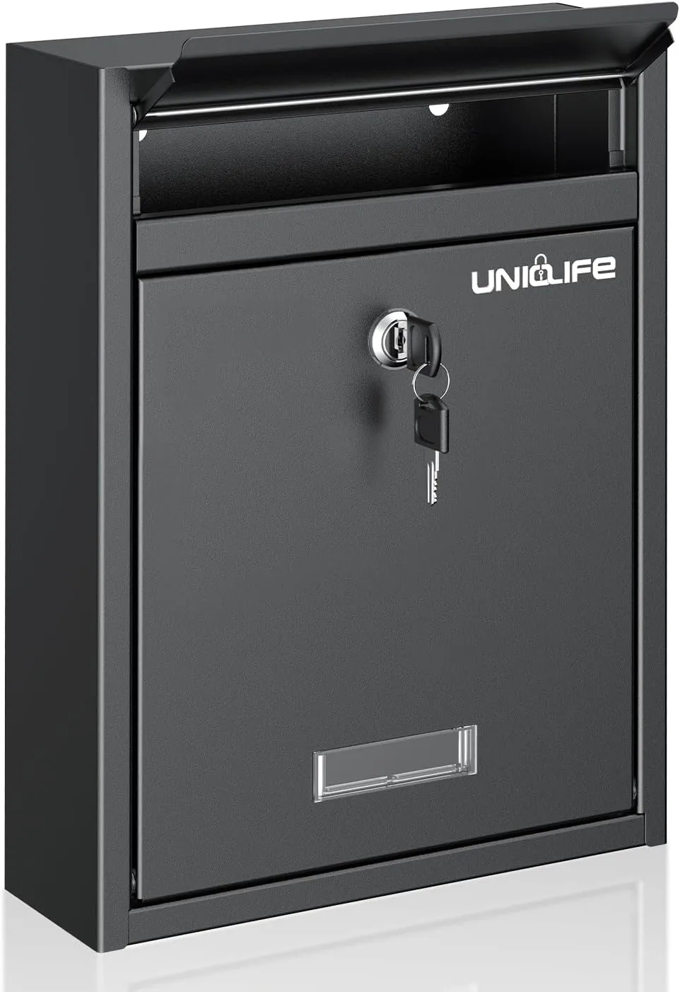 Uniclife Wall Mount Mailbox for Outside, Locking Mail Box, Large Mailbox with Key Lock, Security Mail Box for House, Safe Key Drop Box, Post Box, Steel Cash Drop Box for Home Office School, Black Uniclife Wall Mount Mailbox for Outside, Locking Mail Box, Large Mailbox with Key Lock, Security Mail Box for House, Safe Key Drop Box, Post Box, Steel Cash Drop Box for Home Office School, Black