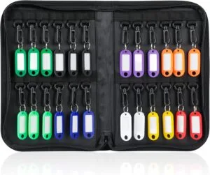 Uniclife Zippered Key Case Organizer Waterproof and Fireproof Key Binder with 24 Hooks and Tags Portable Key Storage Book for Offices Real Estate Agencies Hotels and Rental Management