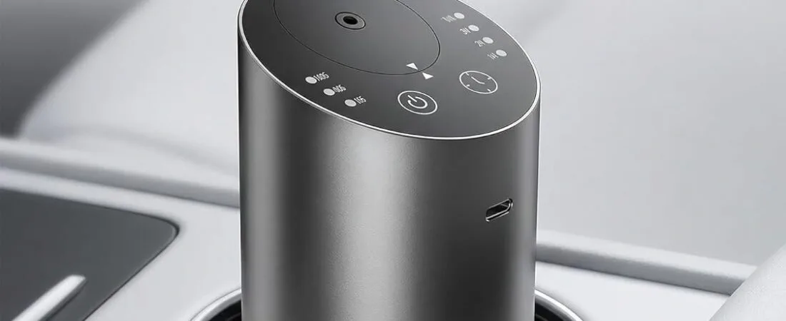 Waterless Car Diffuser, Battery Operated Essential Oil Diffuser with Timer, No Leakage Technology, Super Quiet Cordless Aromatherapy for Car