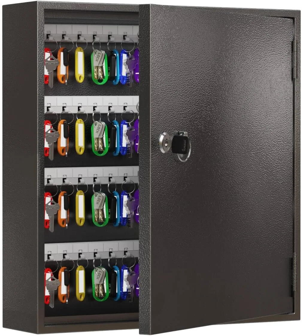 WeHere Key Lock Box for 120 Keys, Wall Mount Key Cabinet with Color Key Tags, Steel Key Storage Box with Lock, Key Holder Organizer for Home, Office, Apartment, Property Management WeHere Key Lock Box for 120 Keys, Wall Mount Key Cabinet with Color Key Tags, Steel Key Storage Box with Lock, Key Holder Organizer for Home, Office, Apartment, Property Management