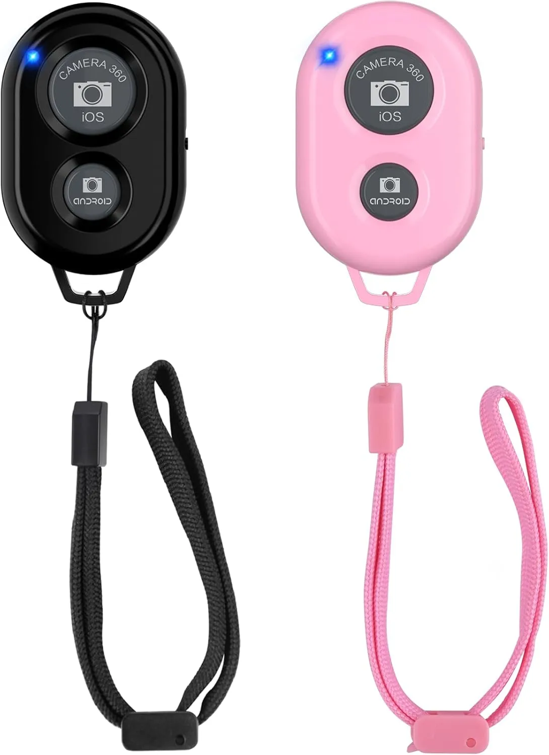 Wireless Camera Remote Shutter for Smartphones (2 Pack), Zttopo Wireless Phone Camera Remote Control Compatible with iPhone/Android Cell Phone – Wrist Strap Included Black&Pink