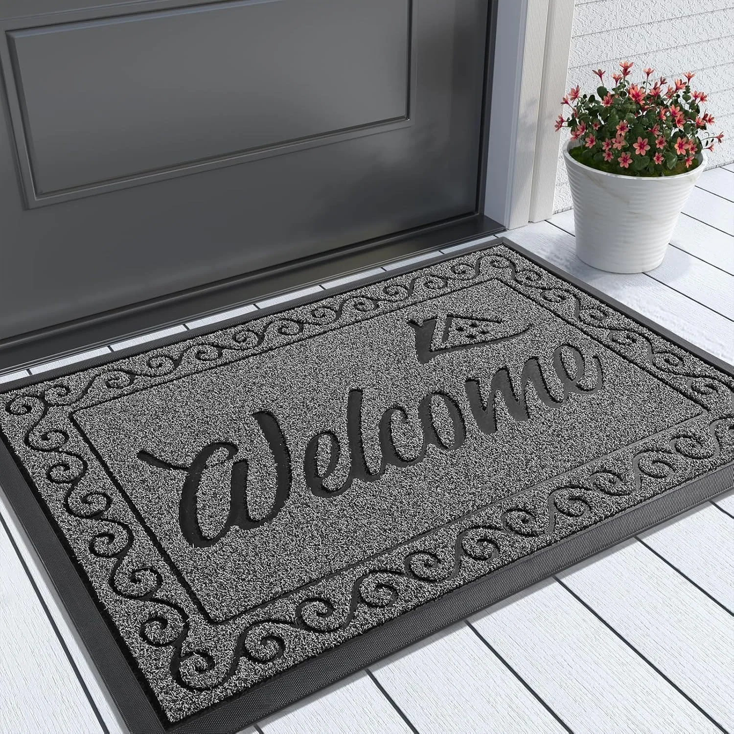 Yimobra Welcome Mat, Heavy Duty Sturdy Door Mats for Home Entrance Outdoor Indoor, Front Doormat for Outside Patio Floor Entry Porch Garage Office, Waterproof, Low Profile, 29.5×17, Black Grey Yimobra Welcome Mat, Heavy Duty Sturdy Door Mats for Home Entrance Outdoor Indoor, Front Doormat for Outside Patio Floor Entry Porch Garage Office, Waterproof, Low Profile, 29.5×17, Black Grey