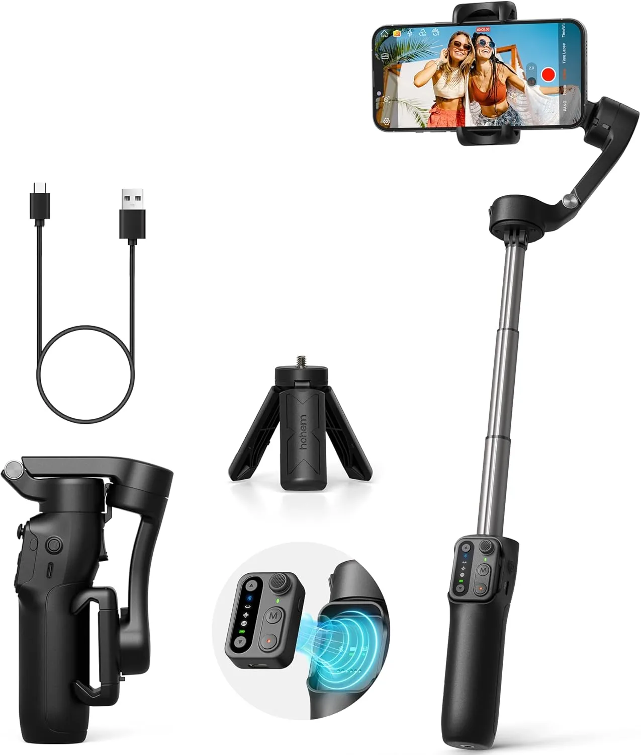 hohem iSteady X3 SE Plus Gimbal Stabilizer for iPhone, 3-Axis Phone Gimbal with Detachable Remote Control, Extendable Rod, 11-Hour Battery, Portable Foldable Stabilizer for Video Recording hohem iSteady X3 SE Plus Gimbal Stabilizer for iPhone, 3-Axis Phone Gimbal with Detachable Remote Control, Extendable Rod, 11-Hour Battery, Portable Foldable Stabilizer for Video Recording