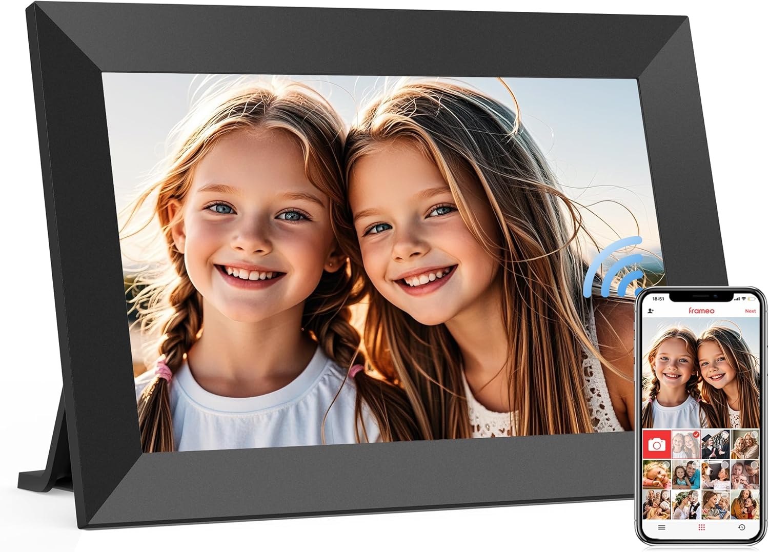 Frameo 10.1 Inch WiFi Digital Picture Frame, Smart Cloud Electronic Photo Frame with HD IPS Touch Screen Slideshow 32GB Memory Auto-Rotate Wall Mount, Share Photos/Videos from Phone by Frameo App Frameo 10.1 Inch WiFi Digital Picture Frame, Smart Cloud Electronic Photo Frame with HD IPS Touch Screen Slideshow 32GB Memory Auto-Rotate Wall Mount, Share Photos/Videos from Phone by Frameo App
