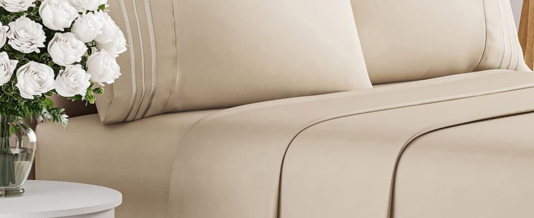 King Size 4 Piece Sheet Set – Comfy Breathable & Cooling Bed Sheets Set – Hotel Luxury Bedding for Women, Men, Kids, Teens, Boys & Girls – Deep Pockets, Ultra-Soft and Wrinkle Free – Oeko-Tex – Wheat