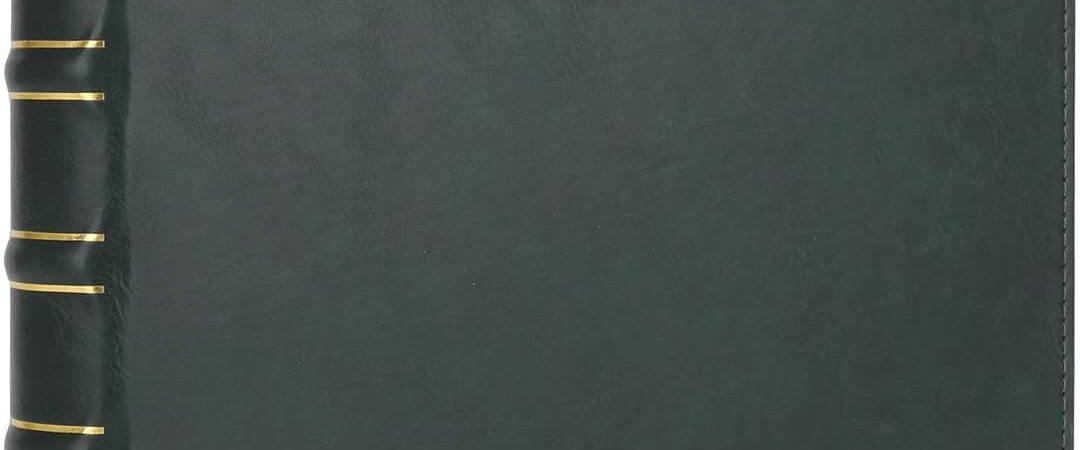 Vintage Hardback 3 Ring Binder 1 Inch, Professional Leather Binder 3 Ring, Three Ring Binders Fits 8.5″ x 11″, D Ring Binders for Photo Album, Home, School and Office Supplies- Dark Green