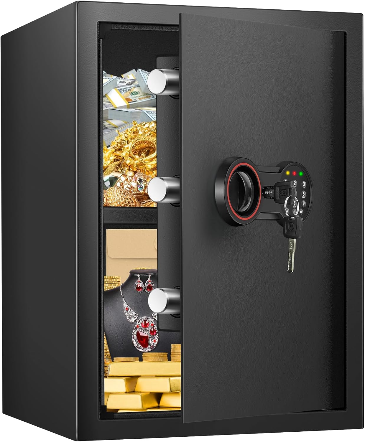 [19.7″ Tall] Large Fireproof Home Safe Box, Anti-theft Safes with Dual Alarm System, Programmable Keypad and Spare Keys, Digital Fire Proof Safe for Home Money Firearm Documents Medicines