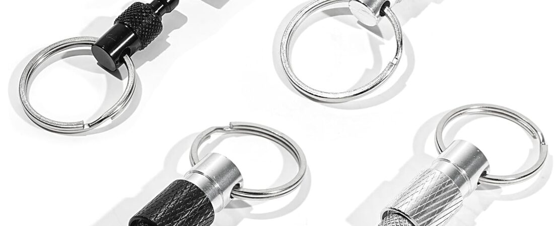 4 Pack Quick Release Keychain Set – 2 Black & 2 Silver Detachable Key Rings for Keys, Bags, and Accessories 4 Pack Quick Release Keychain Set – 2 Black & 2 Silver Detachable Key Rings for Keys, Bags, and Accessories